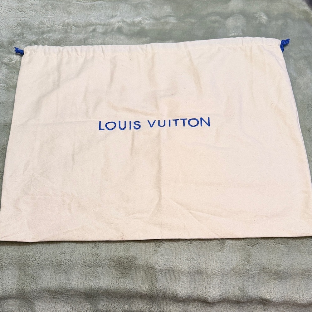 Louis Vuitton Cream Dust Bag with Blue Logo